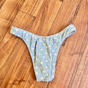 Hollister Light Blue high rise Bikini Bottom daisy pattern